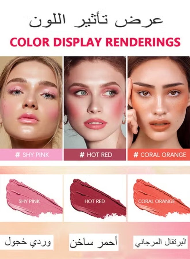 Meidián Blush Stick, Blush Cream for Cheeks Eyes Lips,Blush in Natural with Waterproof Sweat-Resistant, Tinted Solid Stick with Long Lasting, Nude Makeup Multi-Use Color Stick Creamy Blush, Shy Pink - Image 3